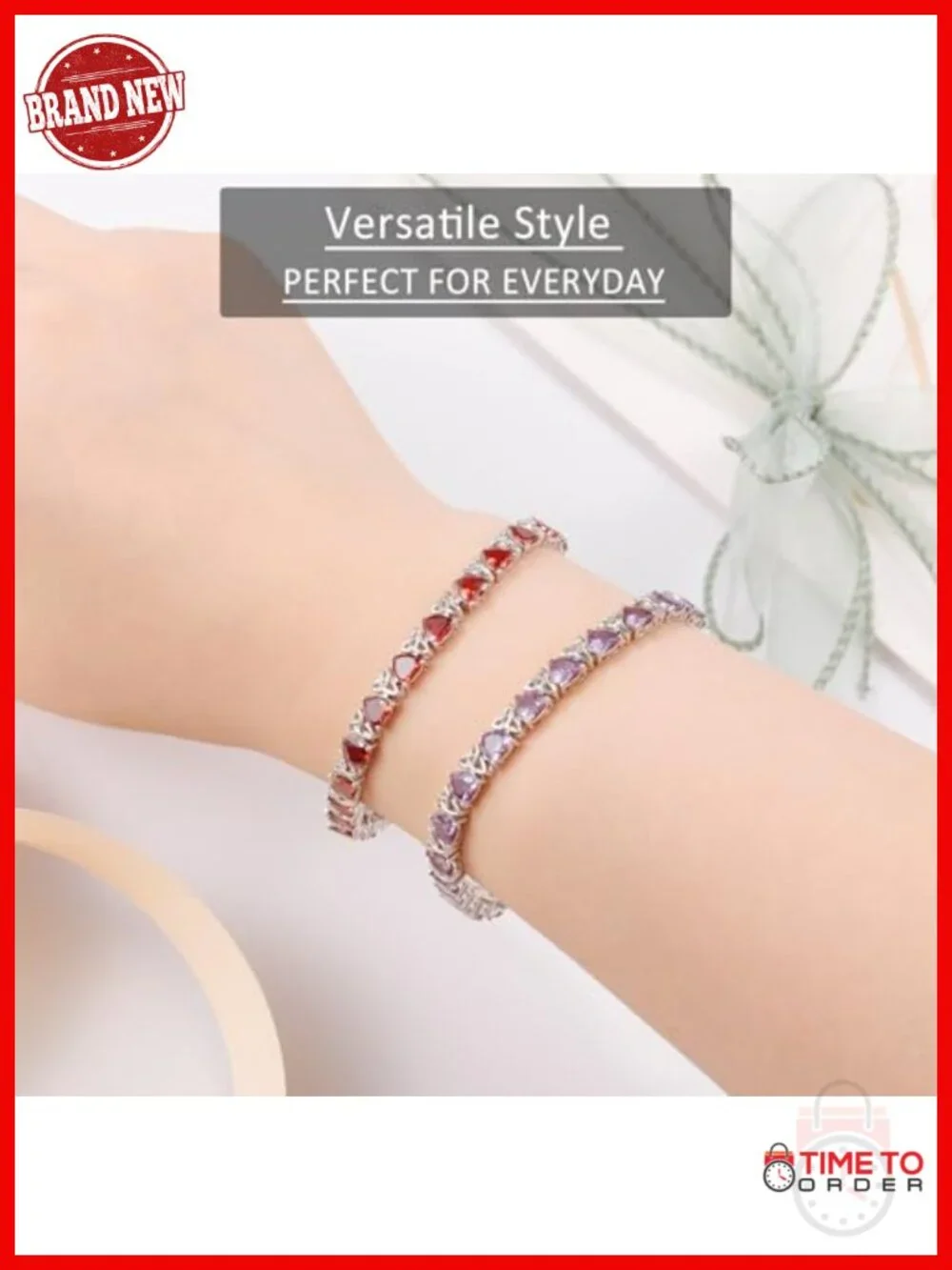 Heart Shaped Amethyst Tennis Bracelet 925 Sterling Silver Trinity Knot